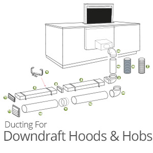 Ducting for downdraft induction hobs